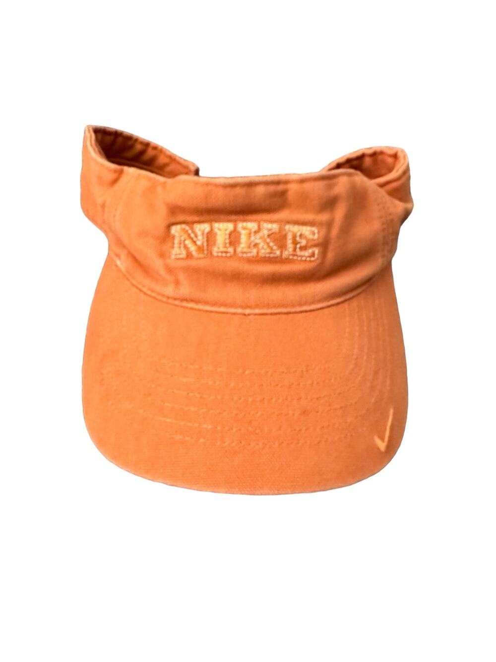 Vintage Nike Spellout Embroidered Orange Adjustable Visor Hat Cap VTG